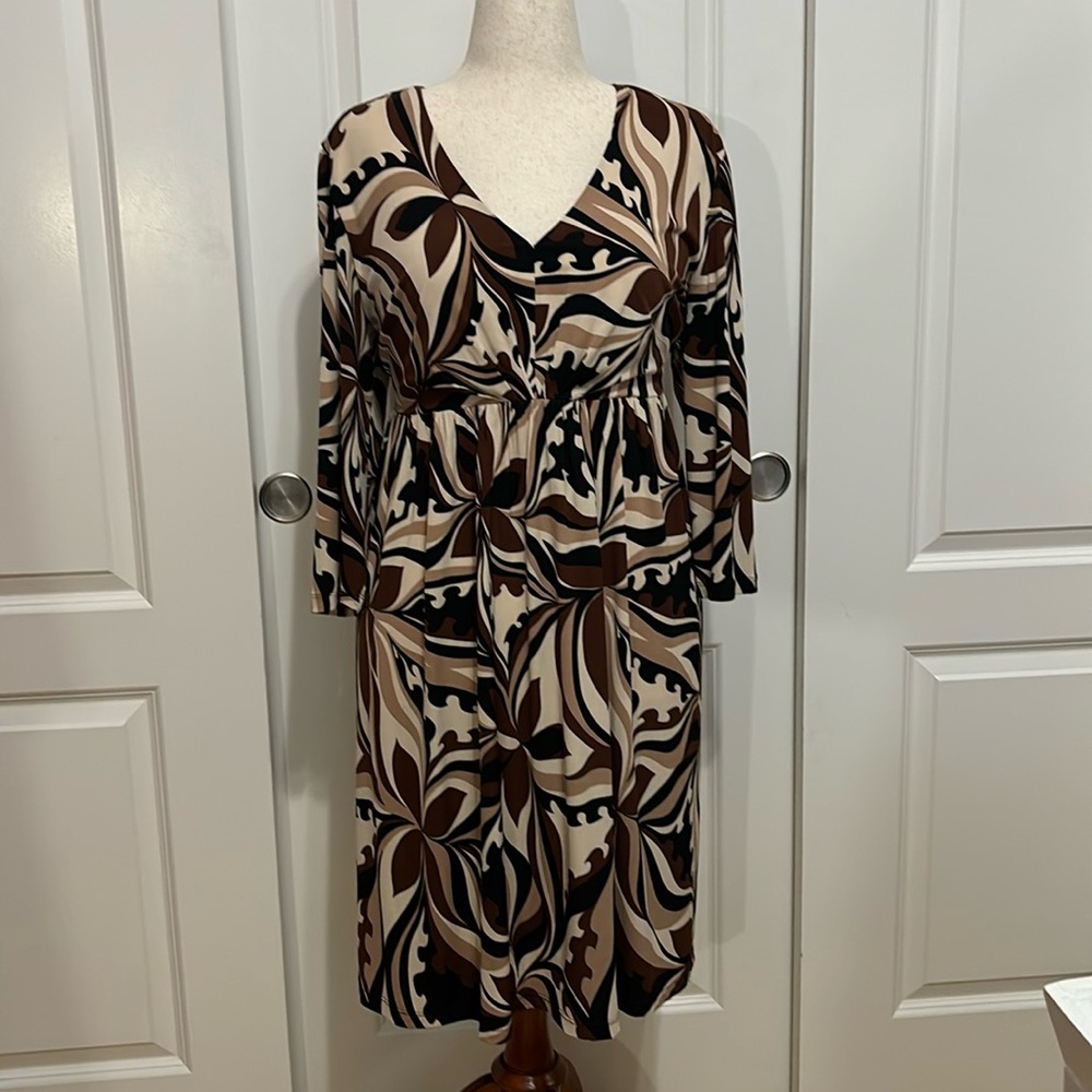 Beige Tan Brown Nude Floral Design Dress | Maternity, Vacation Dress